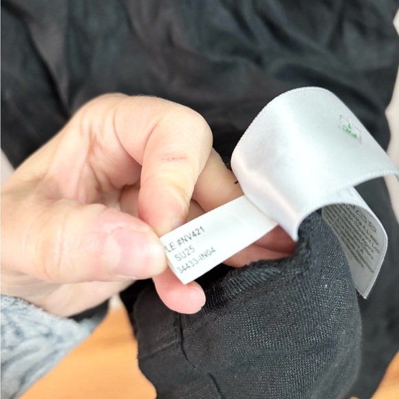 Madewell split neck mini dress in 100% linen black puff sleeve size 12 new - Picture 8 of 9